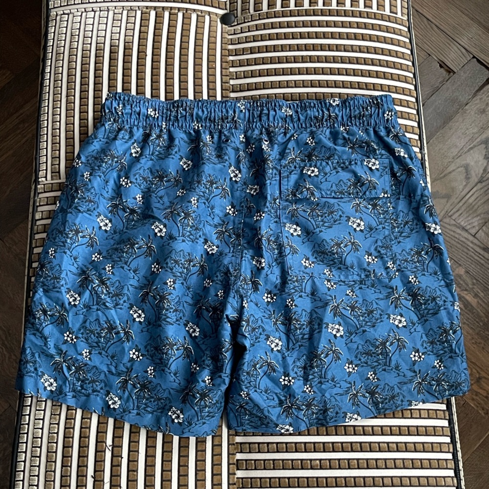 Slate and Stone Blue Flower Swim Trunks
